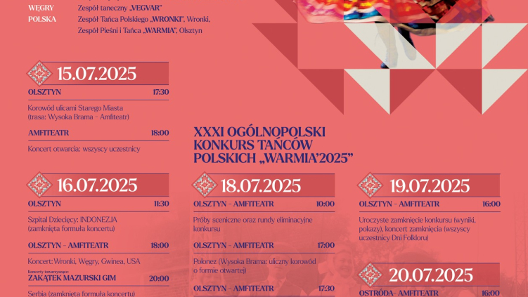 15-20.07.2025 - XXVI MIĘDZYNARODOWE DNI FOLKLORU WARMIA I MAZURY